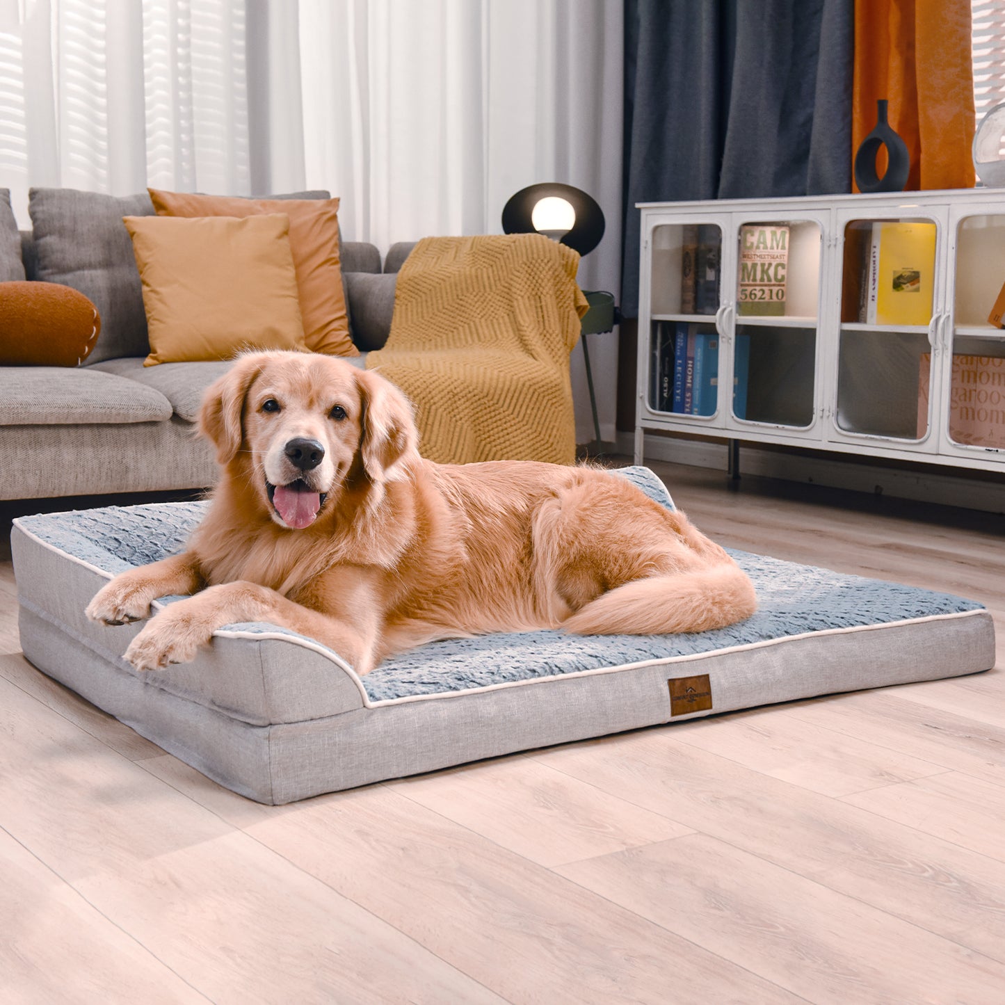 Comfort Expression Dog Bed Medium Size Dog, Orthopedic Dog Bed for Medium Dogs, Waterproof Dog Bed with Removable Washable Cover & Non-Skid Bottom(Medium,Grey)