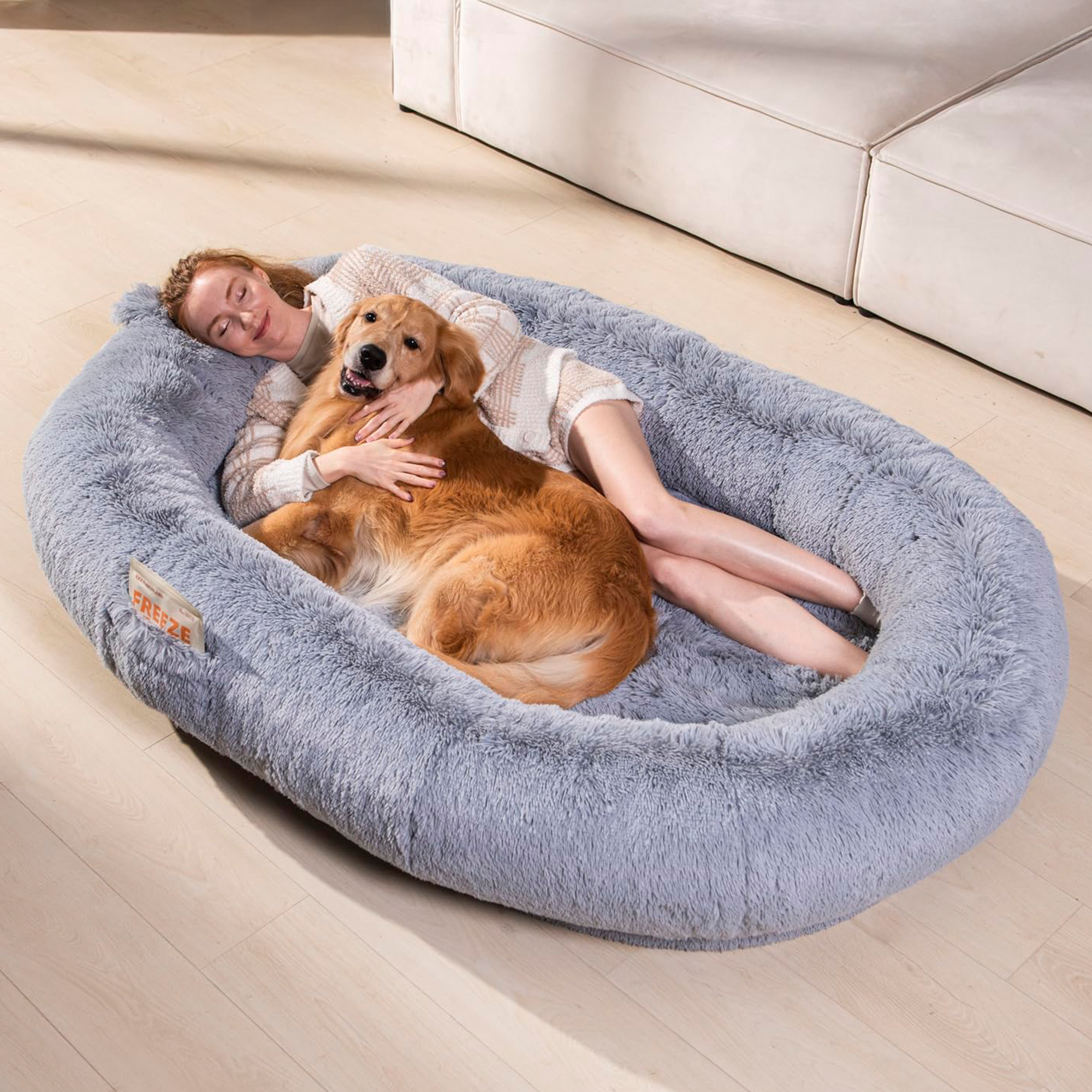 Giant Human Sized Dog Bed for Adults and Pets, 74"x50"x12" Pressure Relieving Memory Foam for Ultimate Comfort, Waterproof & Machine Washable Cover, Family Bedroom Lounger