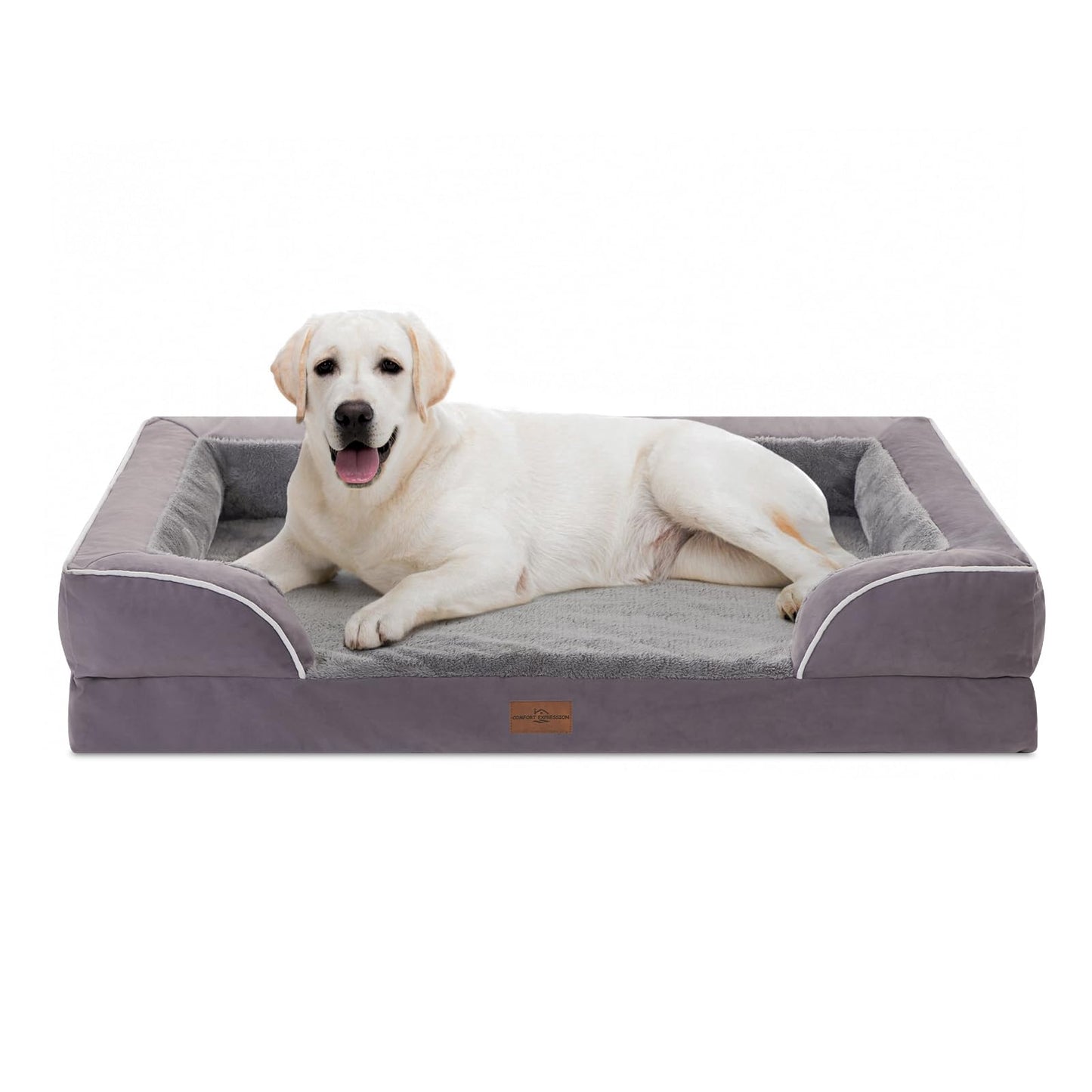 Comfort Expression Waterproof Orthopedic Foam Dog Beds for Extra Large Dogs Durable Dog Sofa Pet Bed Washable Removable Cover with Zipper and Bolster