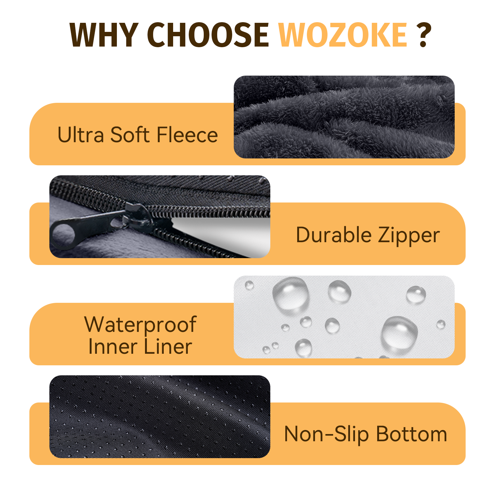 Orthopedic Dog Bed for Large Dogs, Waterproof Dog Bed for Large Size Dogs with Bolsters, Egg Crate Foam Sofa Bed with Washable Removable Cover & Non-Slip Bottom