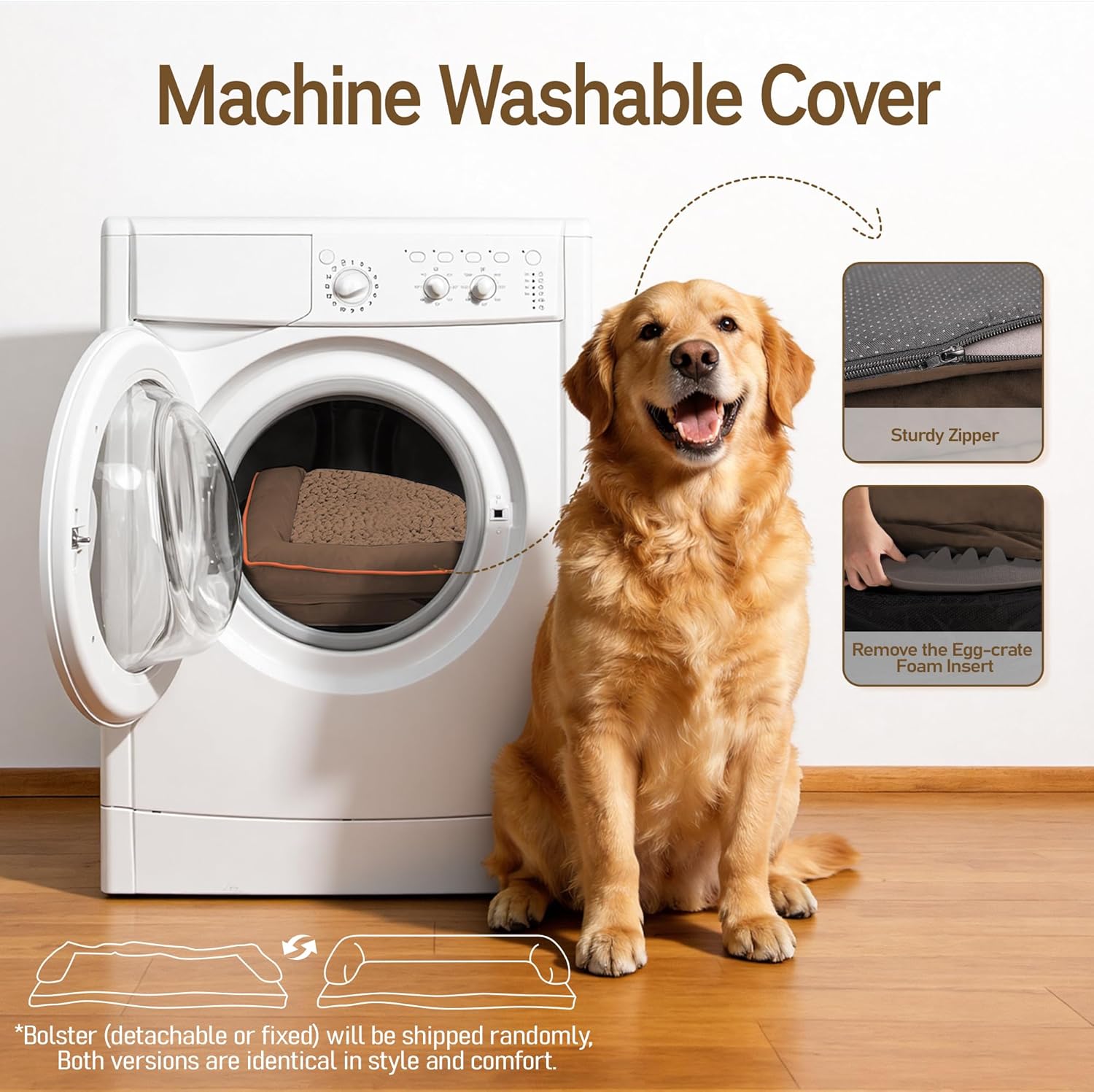 Comfort Expression Memory Foam Dog Bed Large Sized Dogs - Waterproof Orthopedic Pet Bed with Washable Removable Cover, Non-Slip Pet Sofa Couch, 36 x 27