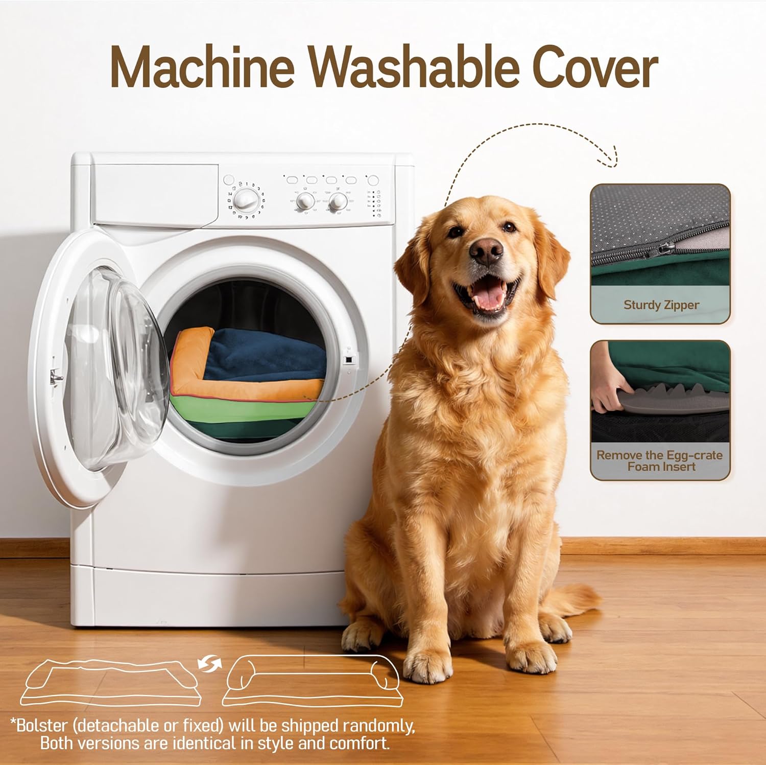 Comfort Expression Memory Foam Dog Bed for Large Medium Sized Dogs - Waterproof Orthopedic Dog Beds with Washable Removable, Non-Slip Pet Sofa Couch, 36 x 27