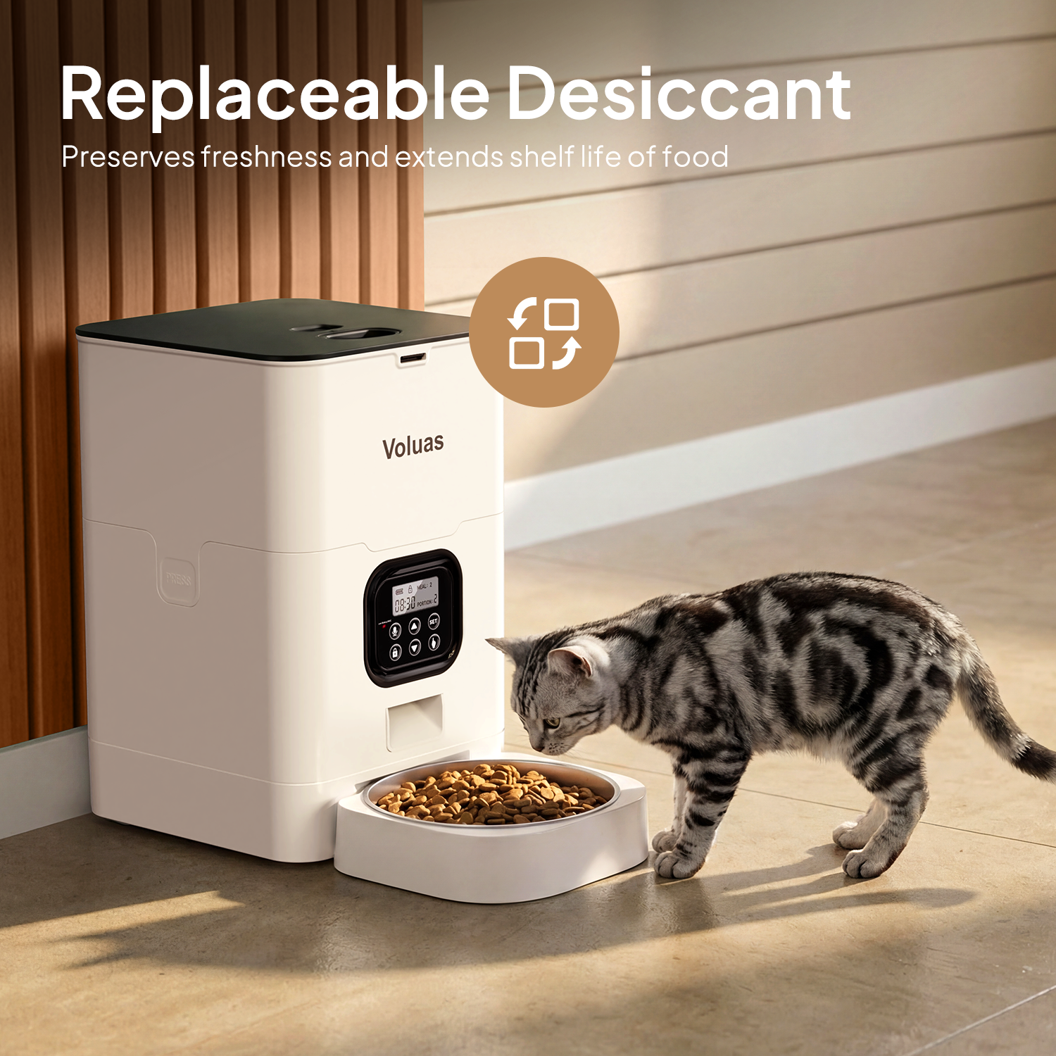 Automatic Cat Feeders - Timed Pet Feeder for Cats and Dogs with Dry Food Dispenser, Desiccant Bag, Programmable Portion Control, 4 Daily Meals, 10s Voice Recorder