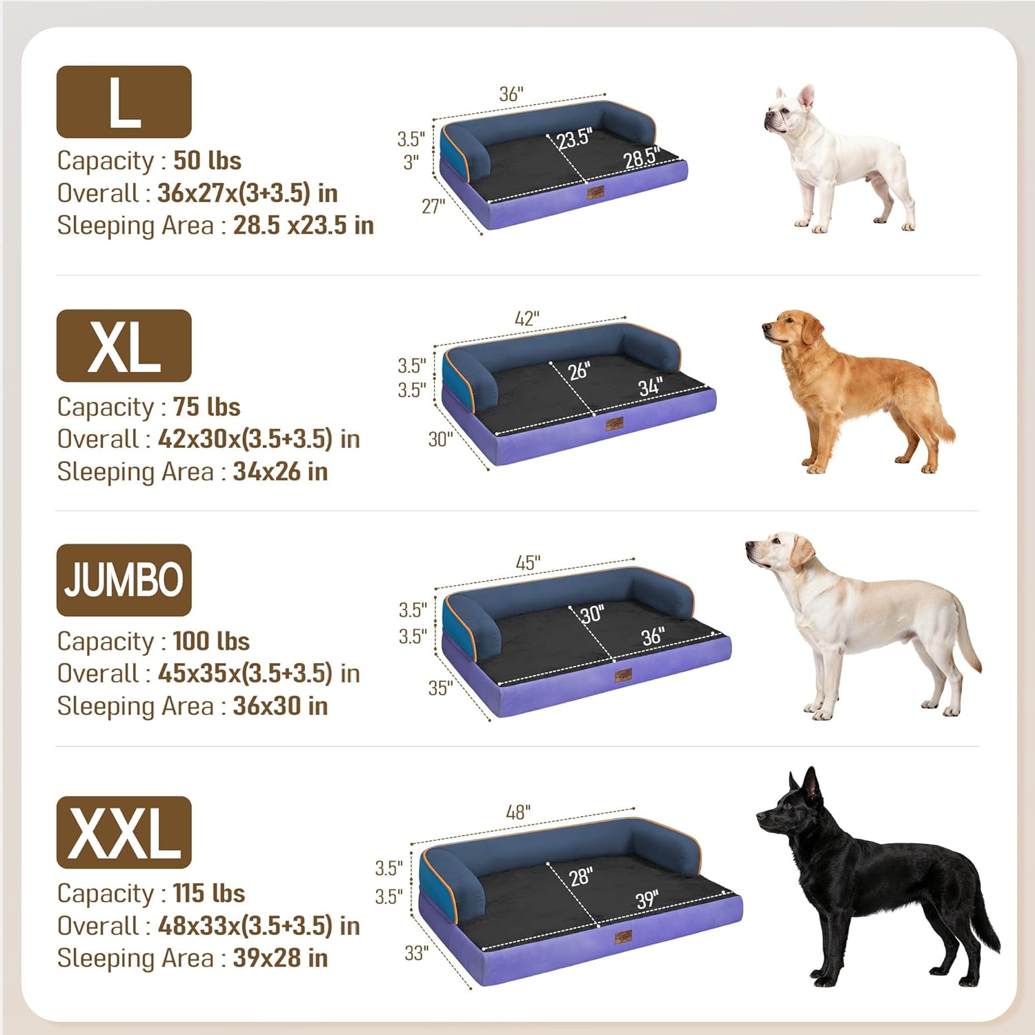 Comfort Expression Memory Foam Dog Bed Large Sized Dogs - Waterproof Orthopedic Dog Beds with Washable Removable Cover Non-Slip Pet Sofa Couch, 36 x 27