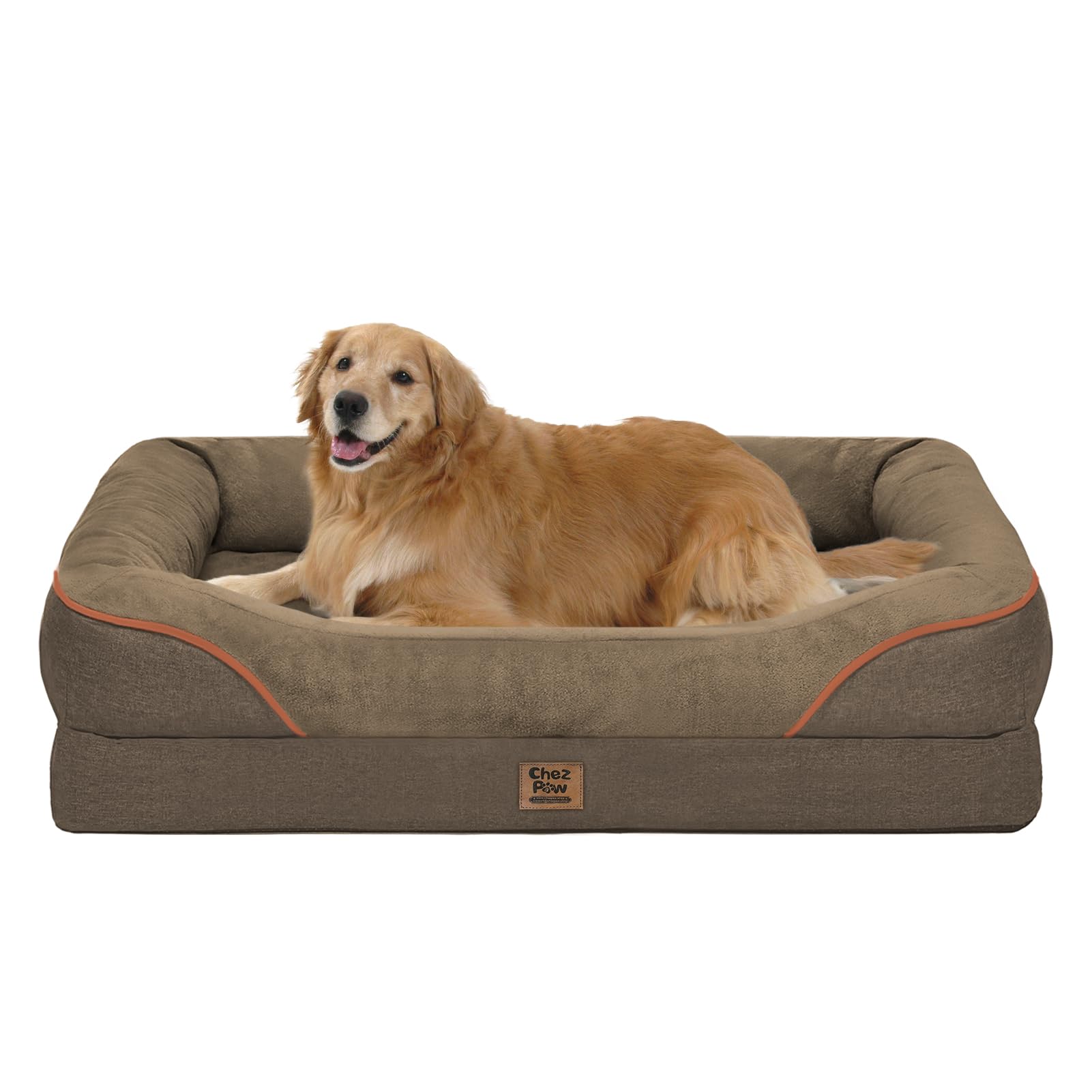 Orthopedic Large Dog Bed - Removable Orthopedic Foam Dogs Beds with Bolsters Waterproof Large Dog Bed and Non-Slip Bottom Washable Extra Large Dogs Beds Sofa