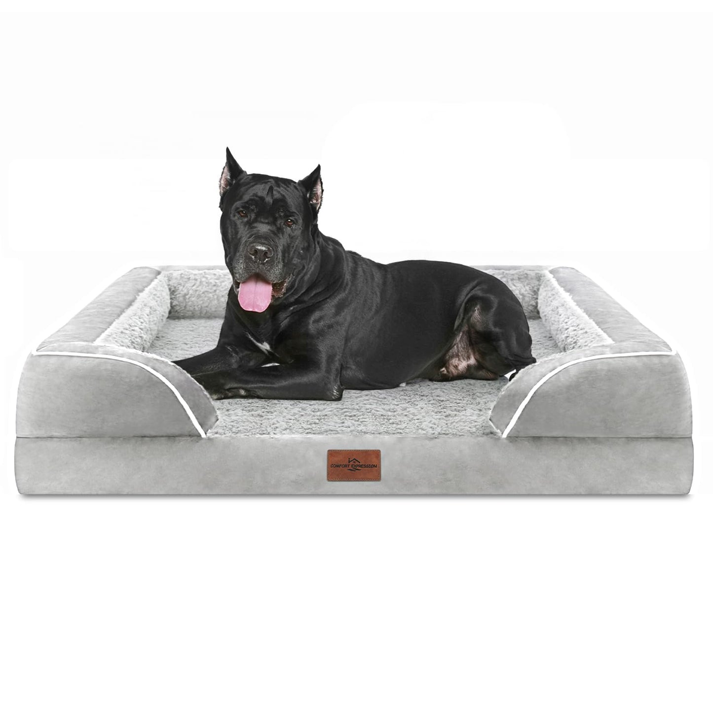 Comfort Expression Waterproof Orthopedic Foam Dog Beds for Extra Large Dogs Durable Dog Sofa Pet Bed Washable Removable Cover with Zipper and Bolster