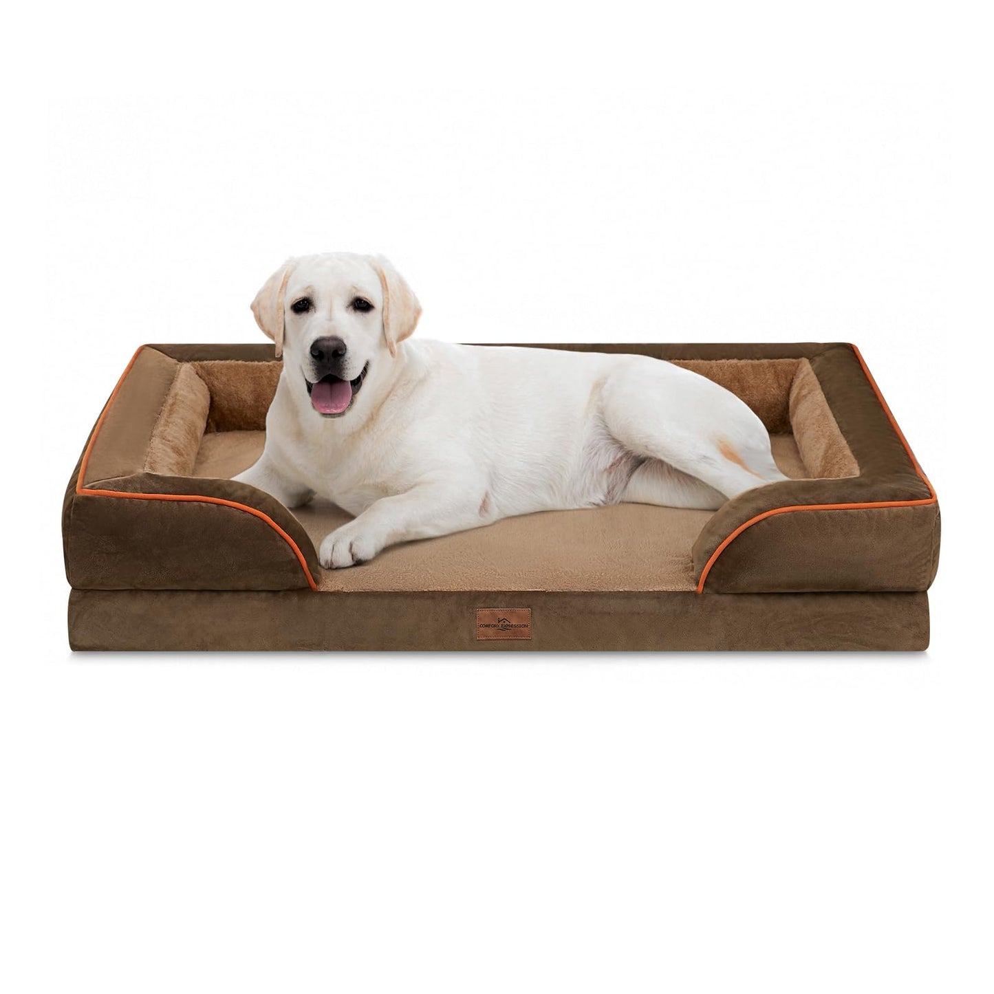 Comfort Expression Waterproof Orthopedic Foam Dog Beds for Extra Large Dogs Durable Dog Sofa Pet Bed Washable Removable Cover with Zipper and Bolster