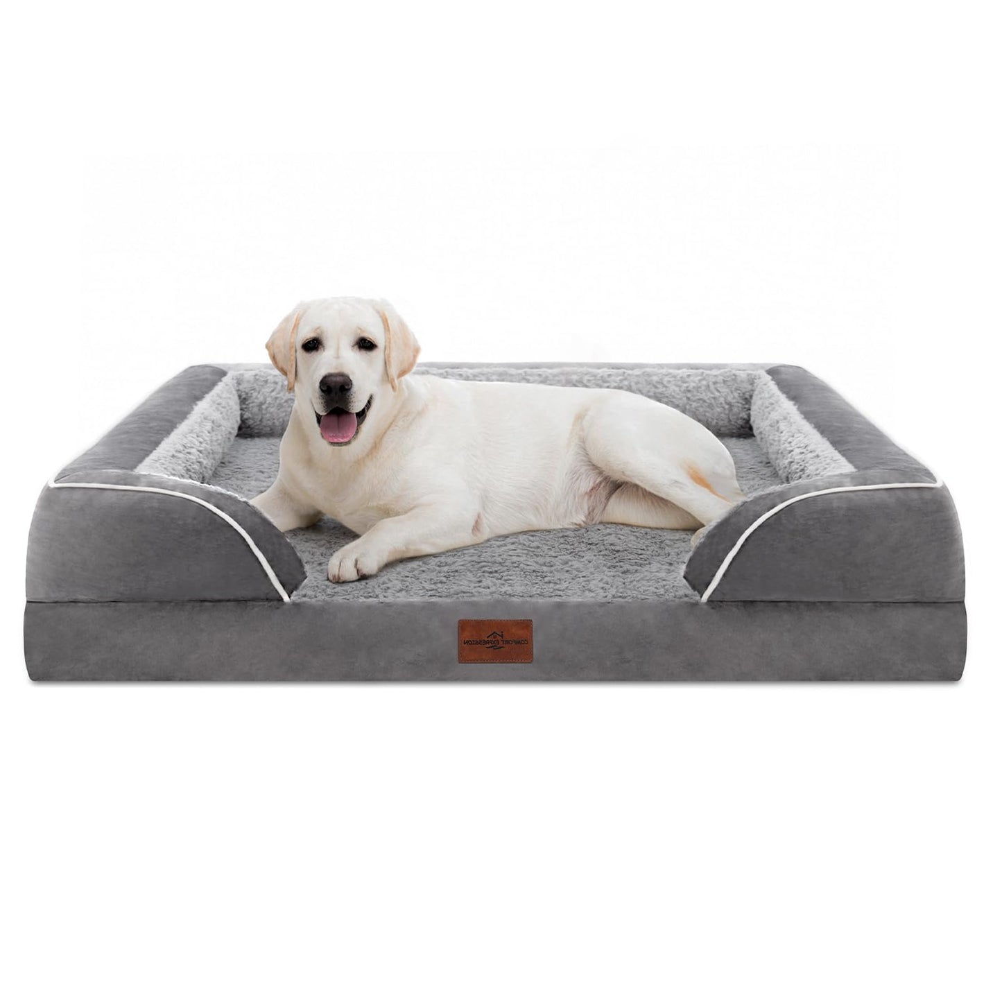 Comfort Expression Waterproof Orthopedic Foam Dog Beds for Extra Large Dogs Durable Dog Sofa Pet Bed Washable Removable Cover with Zipper and Bolster