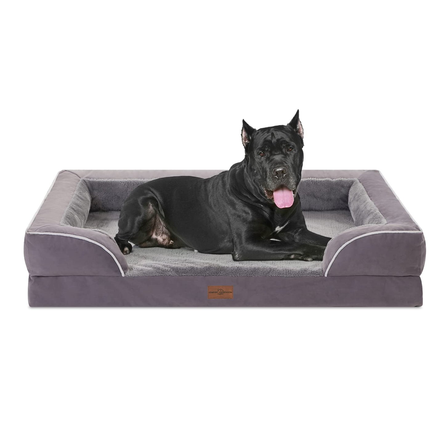 Comfort Expression Waterproof Orthopedic Foam Dog Beds for Extra Large Dogs Durable Dog Sofa Pet Bed Washable Removable Cover with Zipper and Bolster