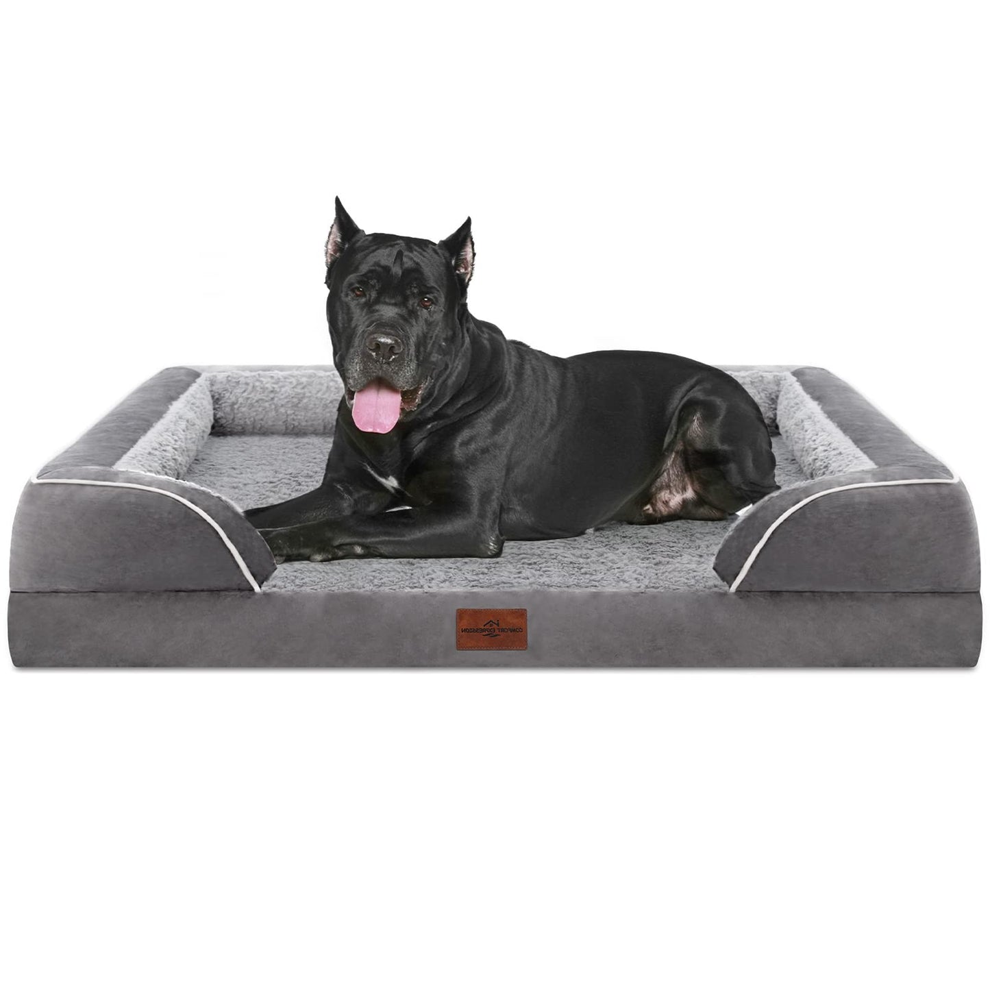 Comfort Expression Waterproof Orthopedic Foam Dog Beds for Extra Large Dogs Durable Dog Sofa Pet Bed Washable Removable Cover with Zipper and Bolster