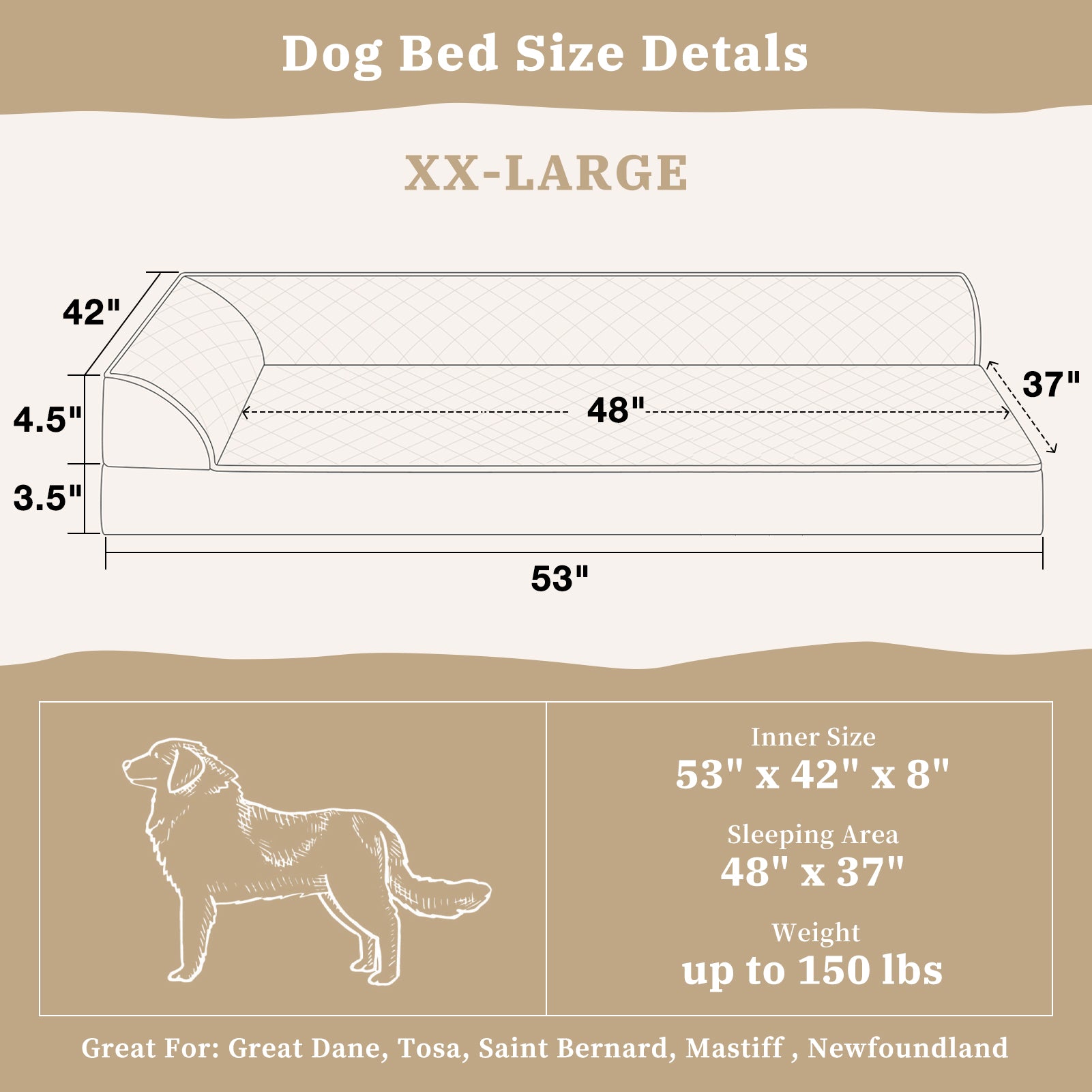 Orthopedic Grey Dog Bed - Medium